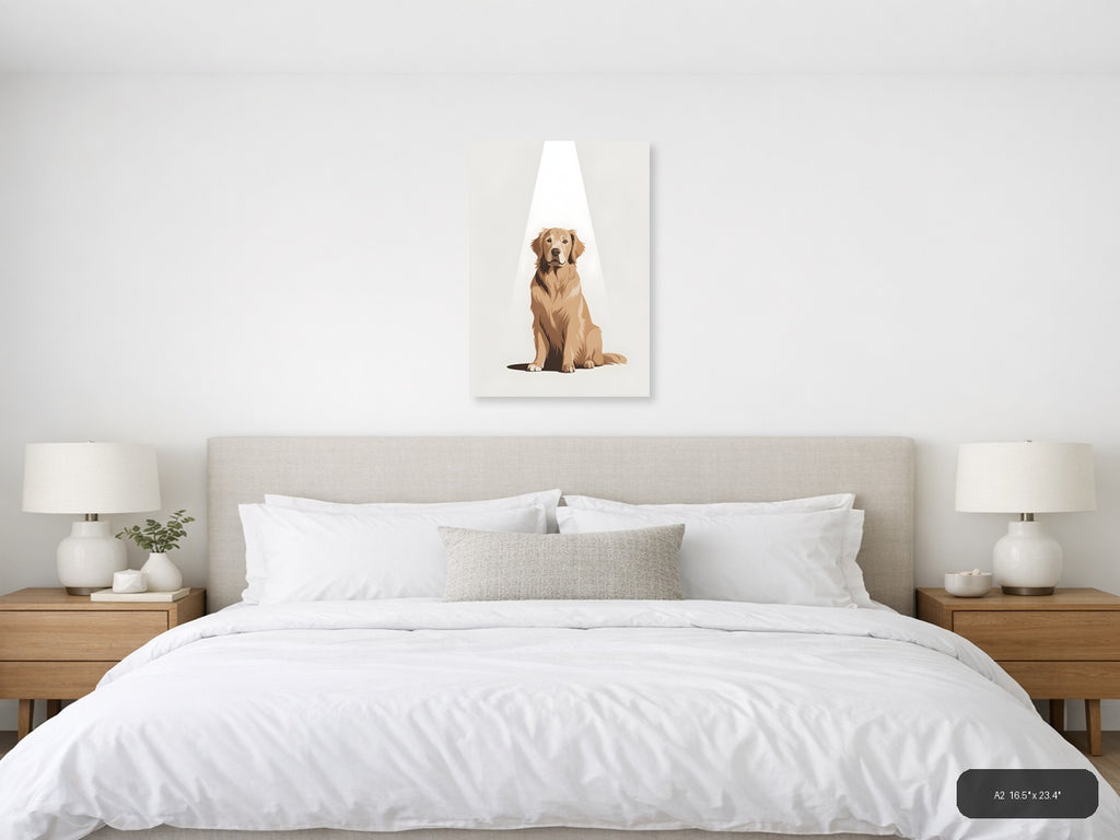 Golden Retriever Portrait Minimalist Wall Art — A2 / Bedroom
