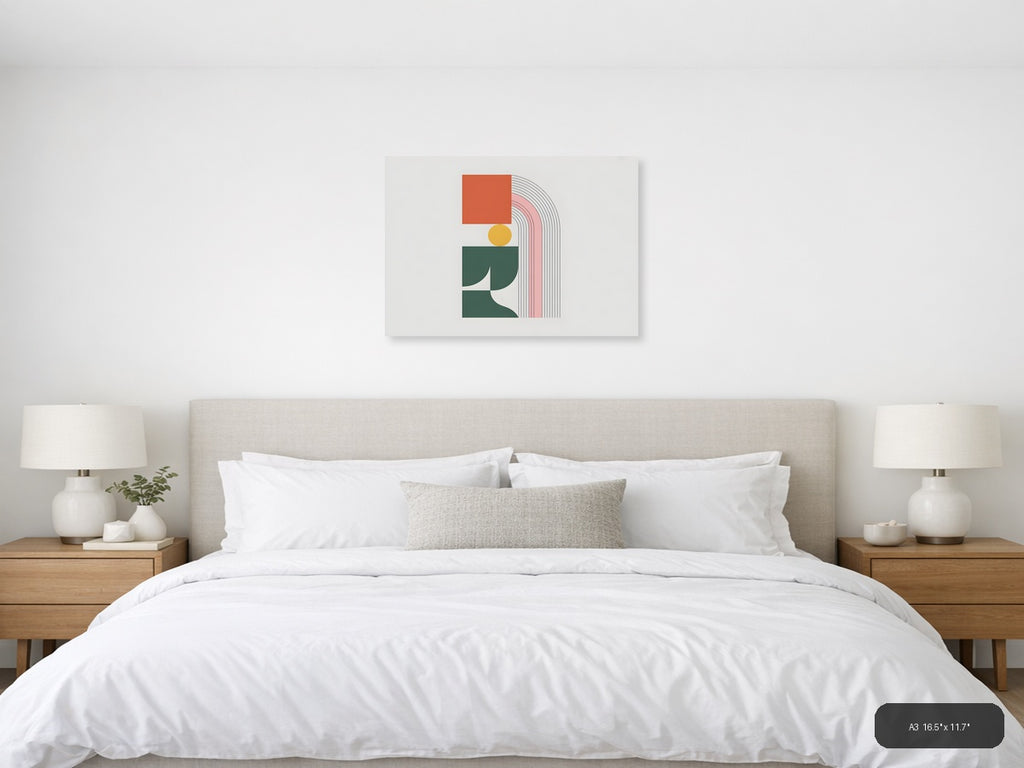 Minimalist Geometric Shapes & Arches Wall Art — A3 / Bedroom