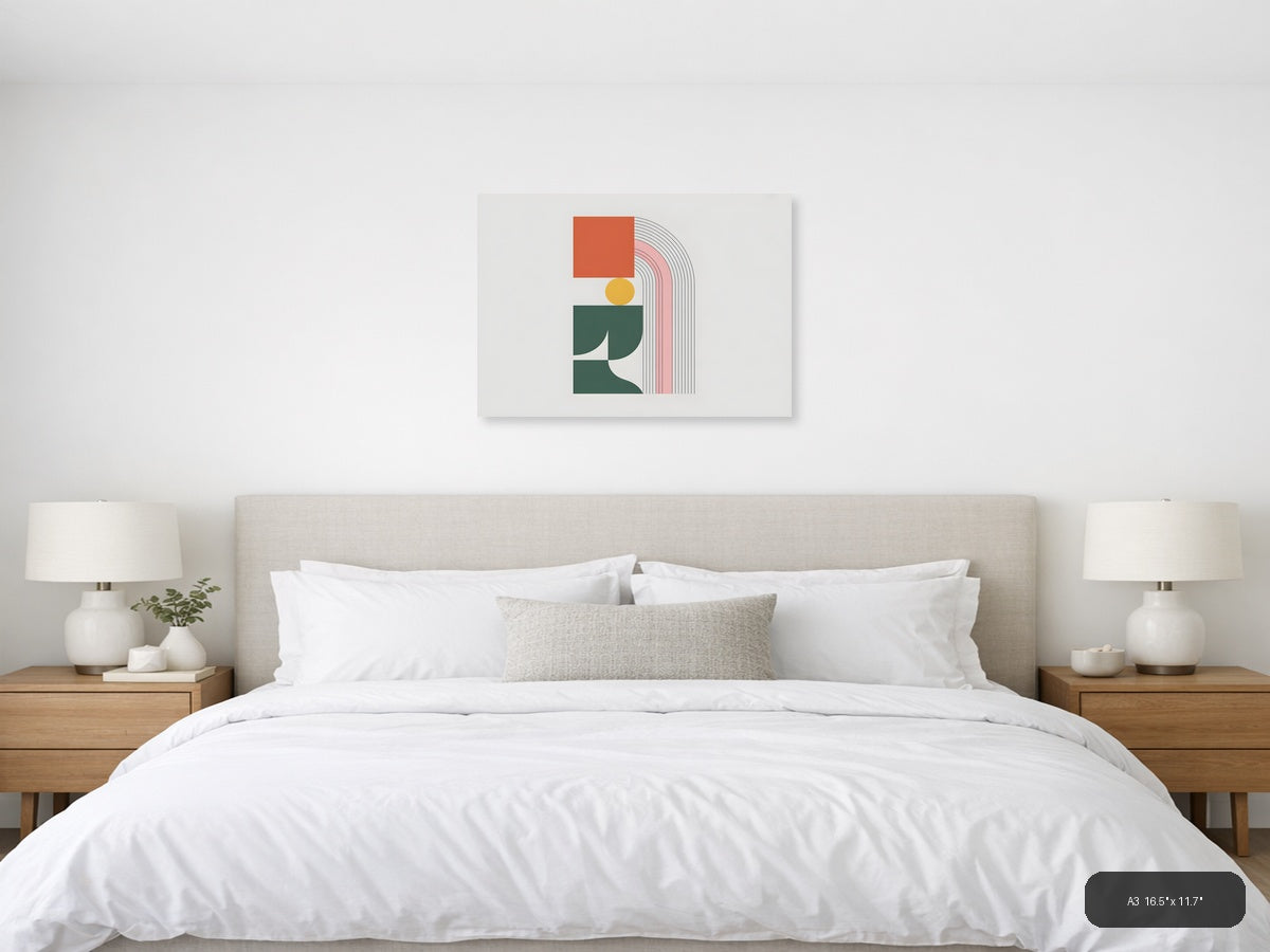 Minimalist Geometric Shapes & Arches Wall Art — A3 / Bedroom