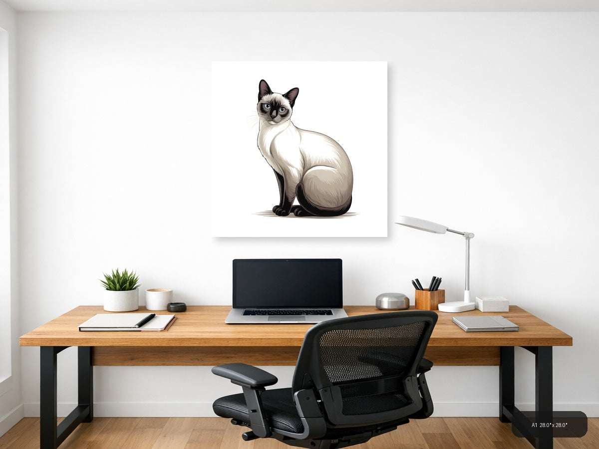 Siamese Cat Portrait Minimalist Wall Art — A1 / Office