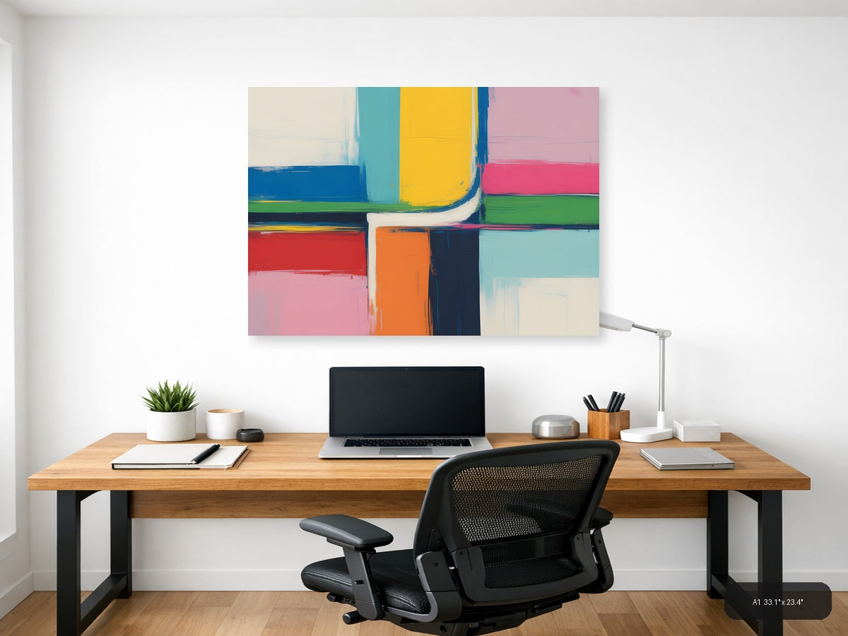 Colorful Abstract Geometric Shapes Modern Wall Art — A1 / Office