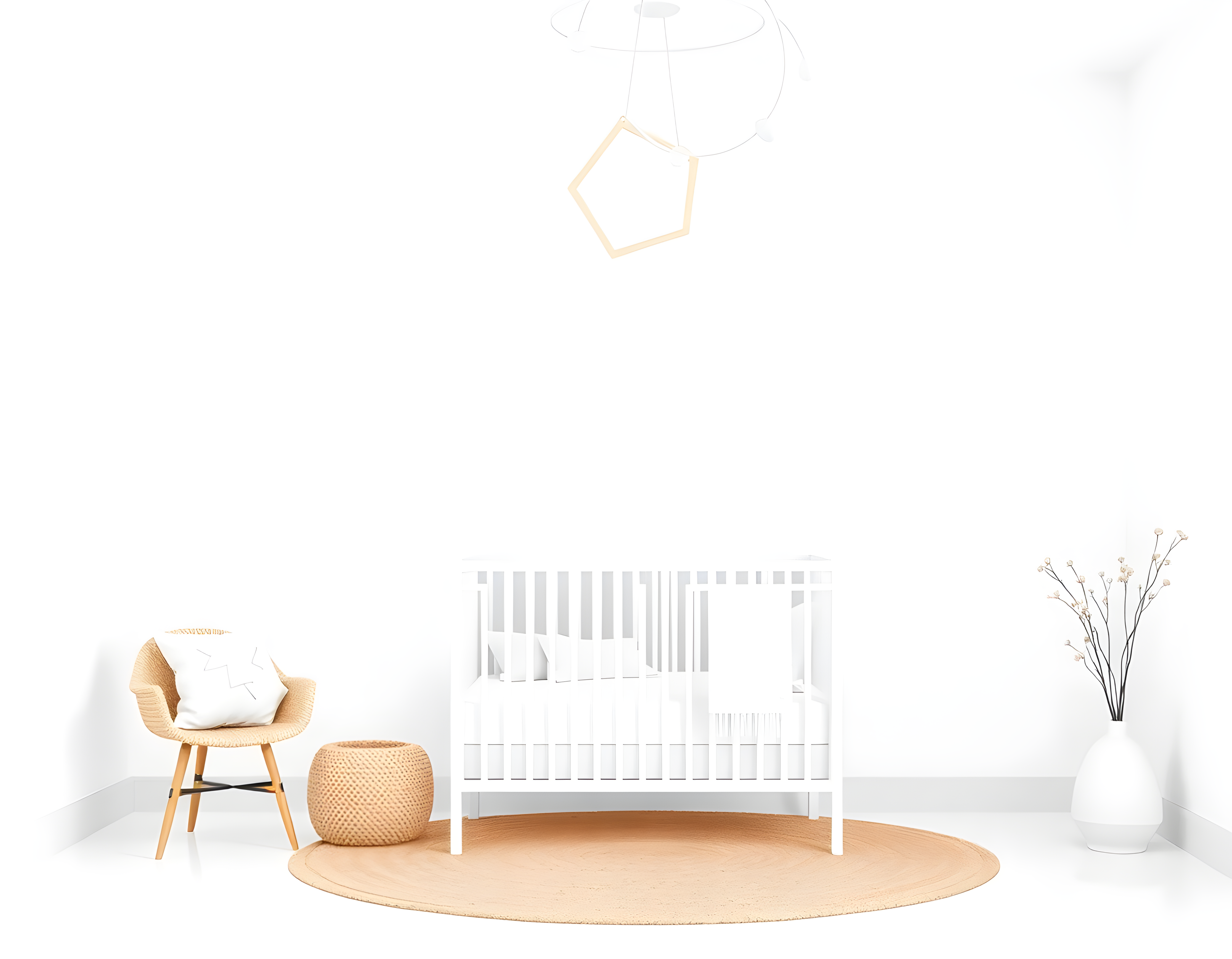 Minimalist Nursery Room Layout Illustration Wall Art