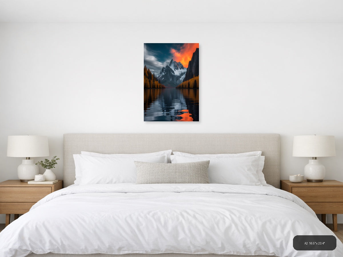 Alpine Lake Mountain Sunset Photography Wall Art — A2 / Bedroom