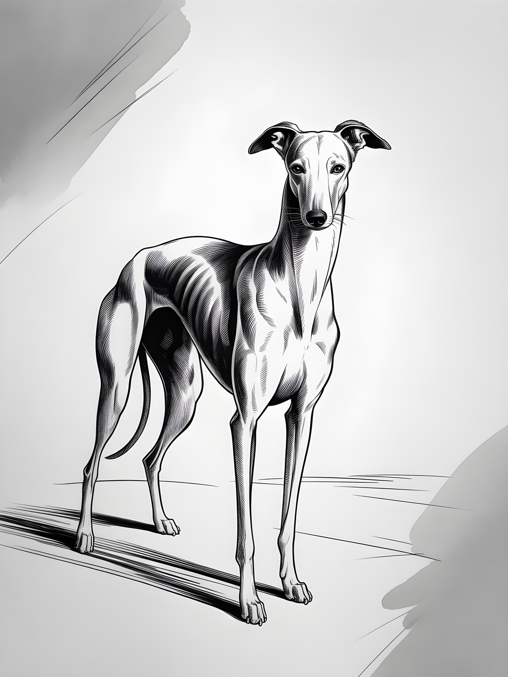 Greyhound Dog Line Art Portrait Wall Art