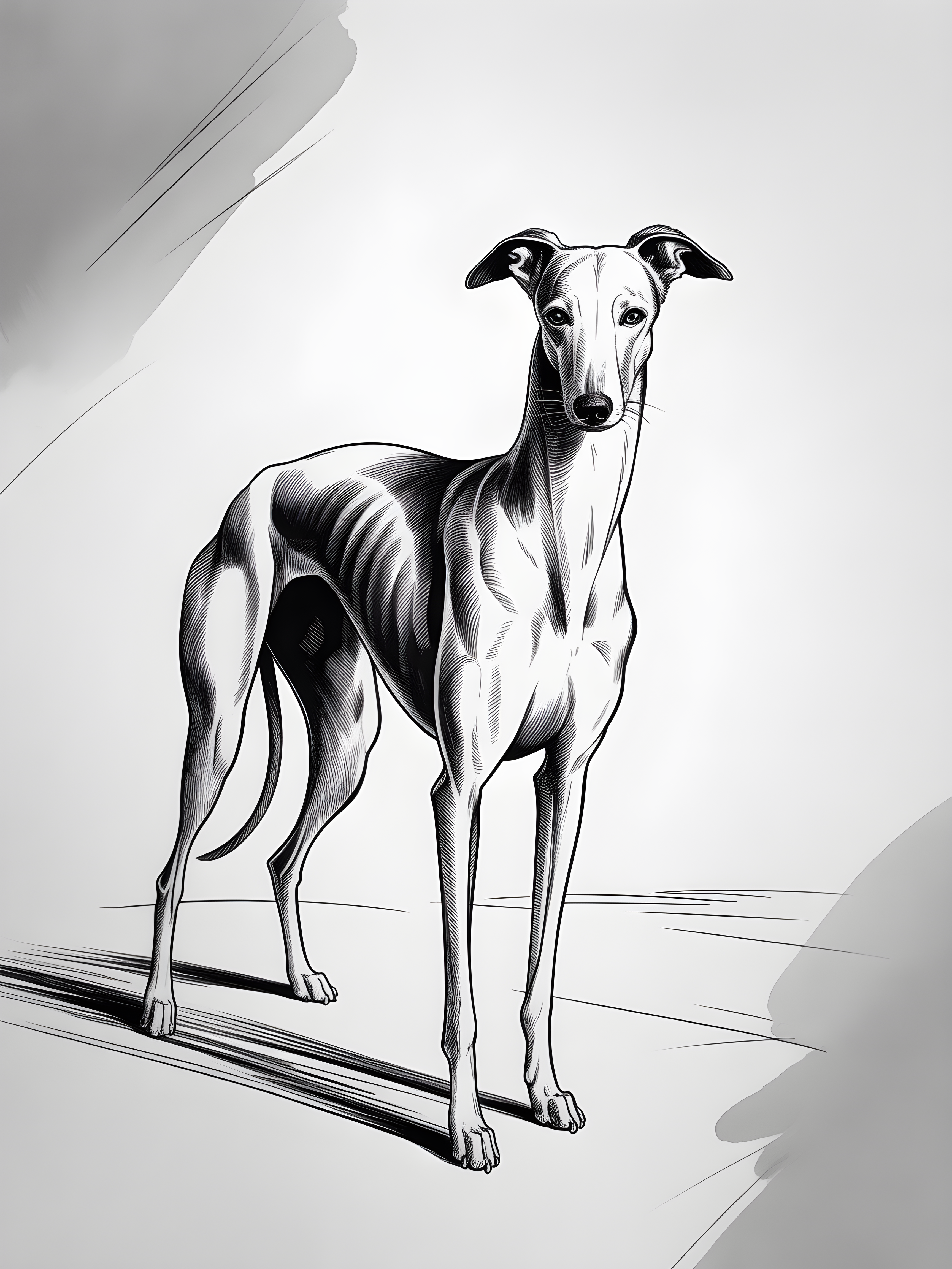 Greyhound Dog Line Art Portrait Wall Art