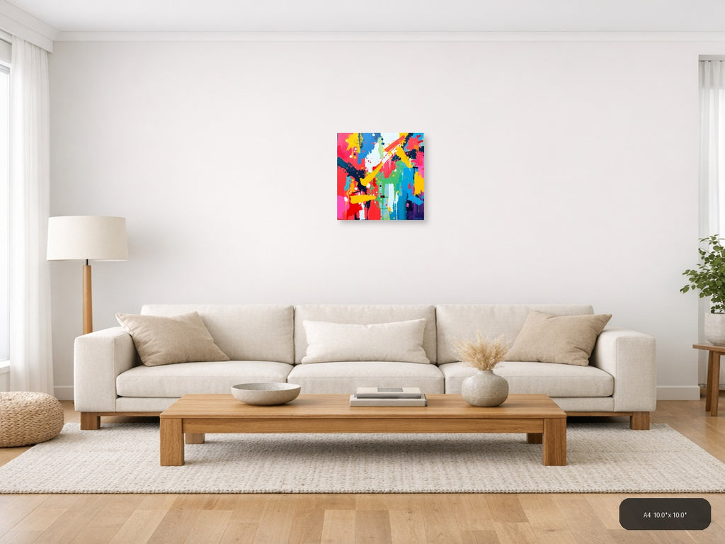 Vibrant Abstract Splash Pop Art Wall Art — A4 / Living Room