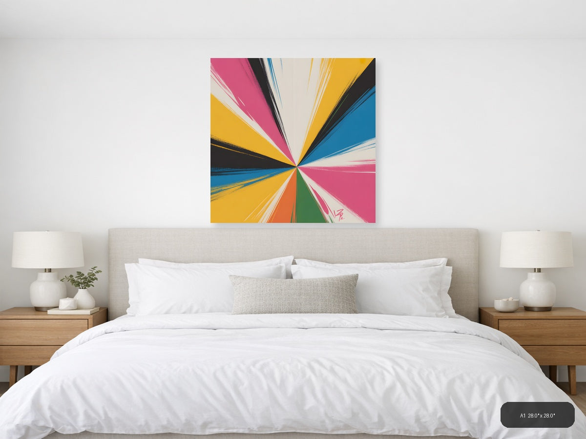 Vibrant Radial Burst Abstract Multicolor Wall Art — A1 / Bedroom