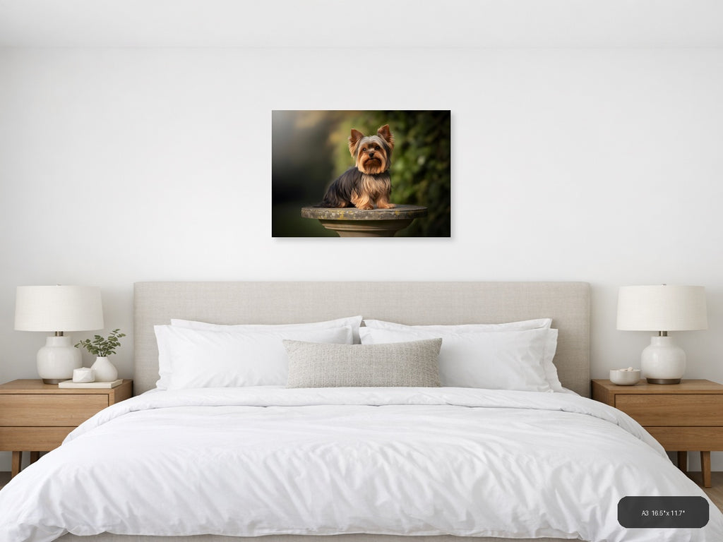 Shih Tzu Puppy on Stone Pedestal Photography Wall Art — A3 / Bedroom
