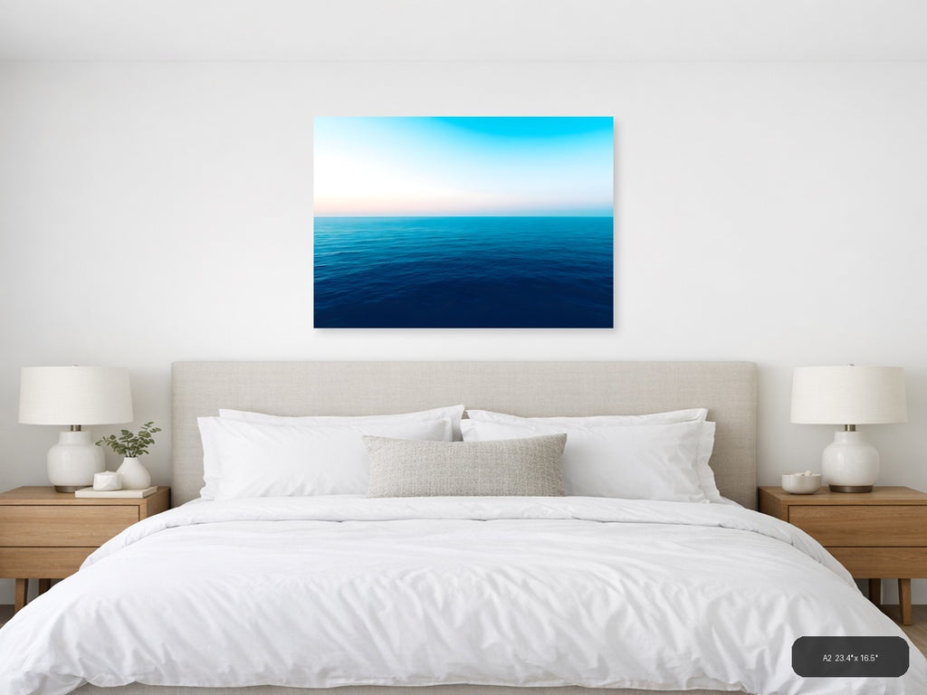 Minimalist Ocean Horizon Blue Water Wall Art — A2 / Bedroom