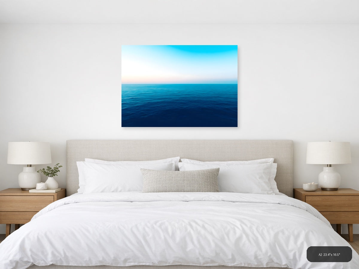 Minimalist Ocean Horizon Blue Water Wall Art — A2 / Bedroom