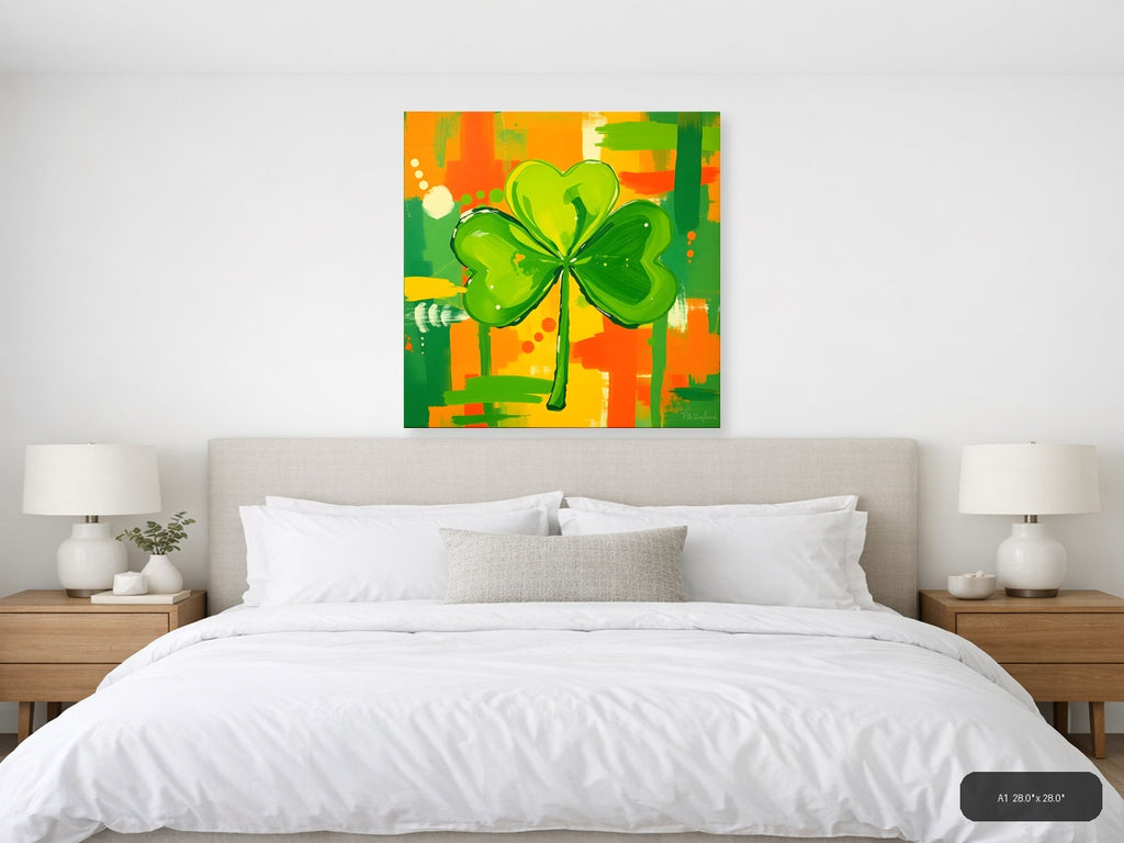 Abstract Green Shamrock St Patrick's Day Wall Art — A1 / Bedroom