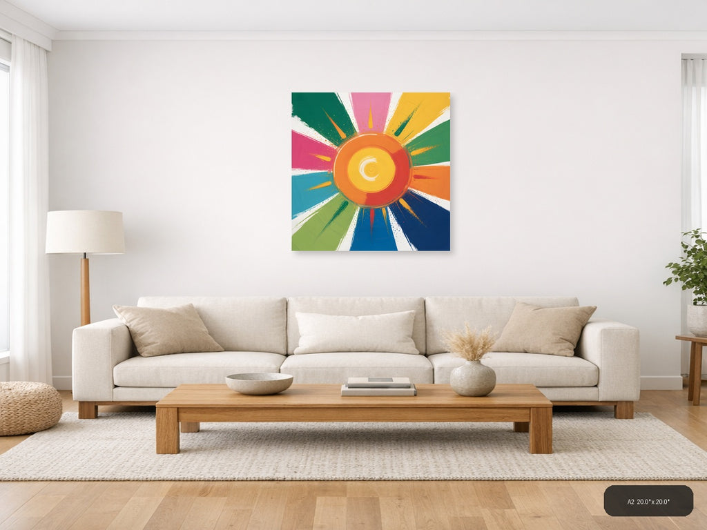 Colorful Abstract Sunburst Circle - Modern Wall Art — A2 / Living Room