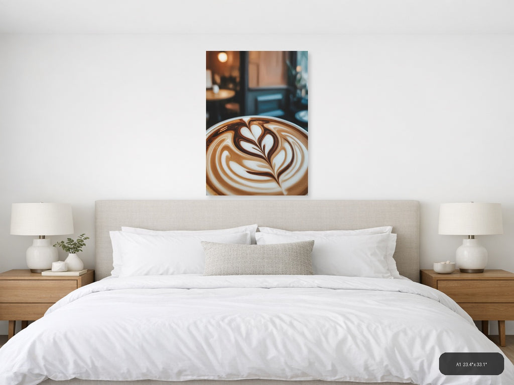 Abstract Latte Art Coffee Cup Canvas Wall Art — A1 / Bedroom