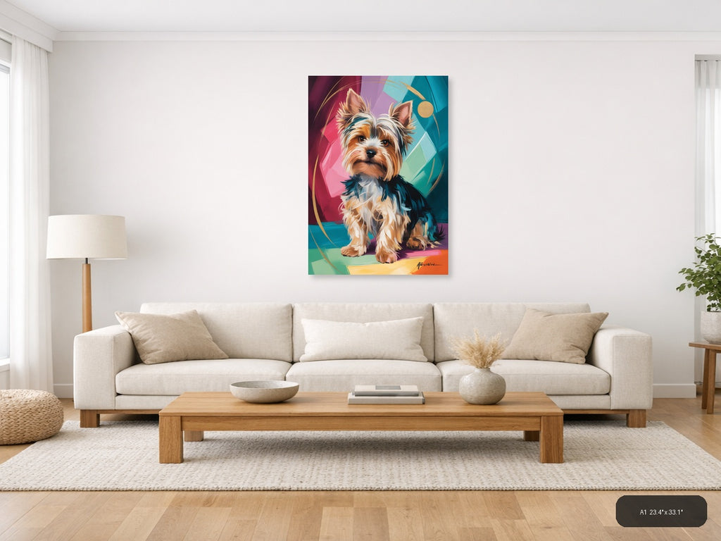 Colorful Terrier Portrait Abstract Wall Art — A1 / Living Room