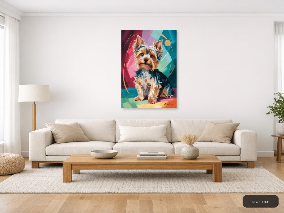 Colorful Terrier Portrait Abstract Wall Art — A1 / Living Room