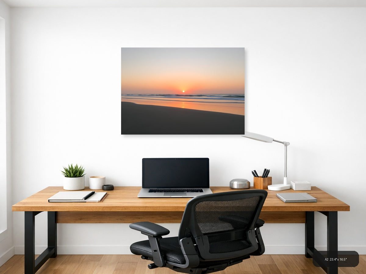 Minimalist Ocean Sunrise Beach Landscape Wall Art — A2 / Office