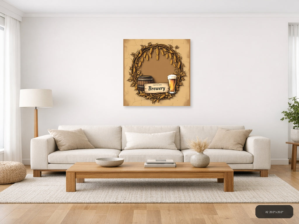 Vintage Brewery Beer Hops Barrel Wall Art — A2 / Living Room