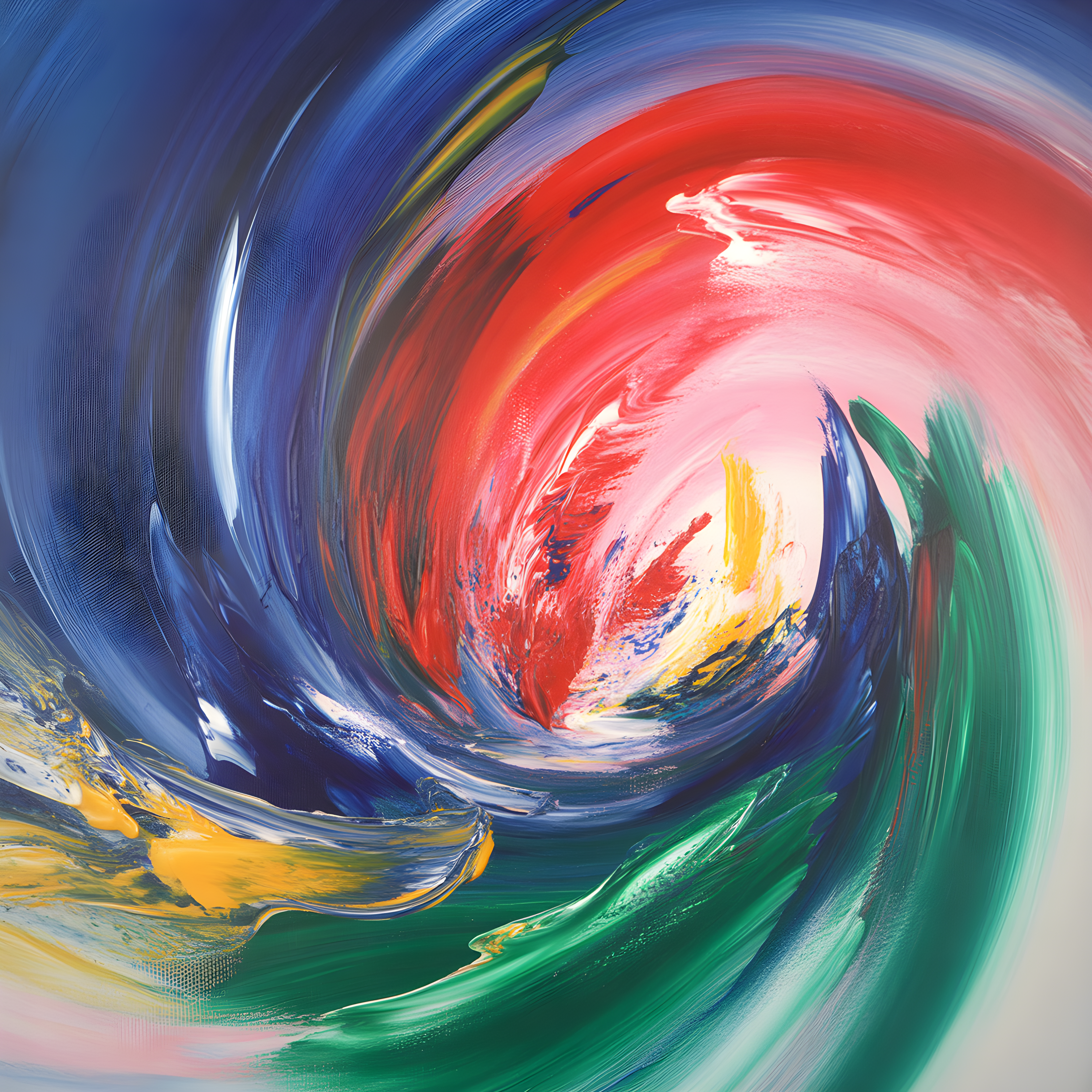 Vibrant Abstract Swirl Red Blue Green Yellow Wall Art