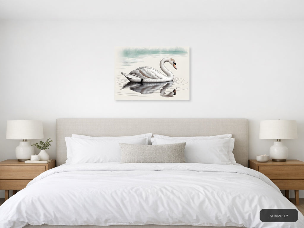 Elegant Swan Line Art Drawing - Minimalist Wall Art — A3 / Bedroom