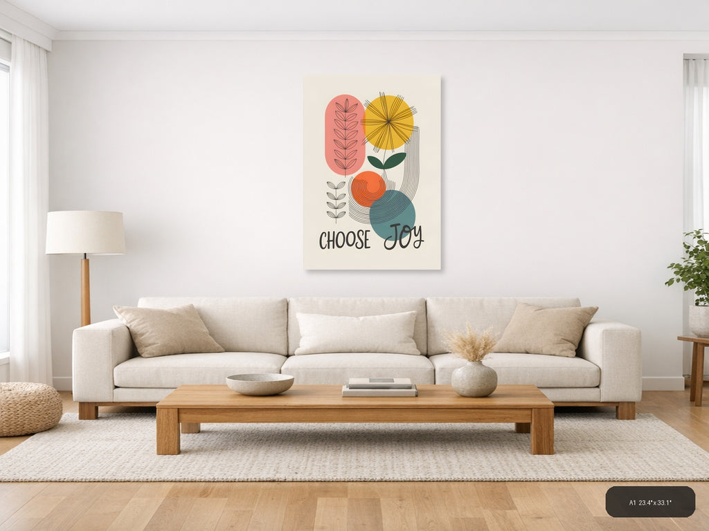 Choose Joy Botanical Line Art Wall Art — A1 / Living Room
