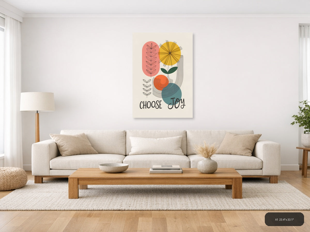 Choose Joy Botanical Line Art Wall Art — A1 / Living Room