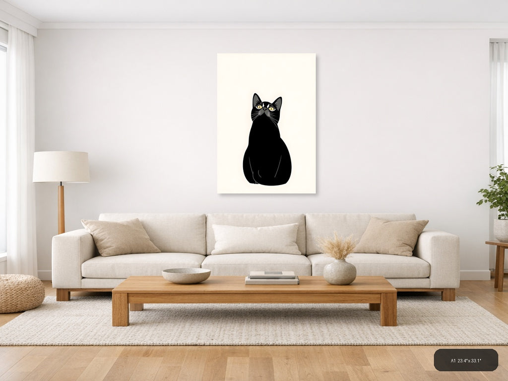 Cat Life Canvas Print | Minimalist Wall Art | A4 A3 A2 A1 — A1 (Living Room)