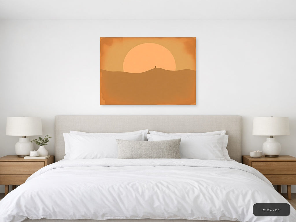 Vintage Desert Sunset Silhouette Wall Art — A2 / Bedroom
