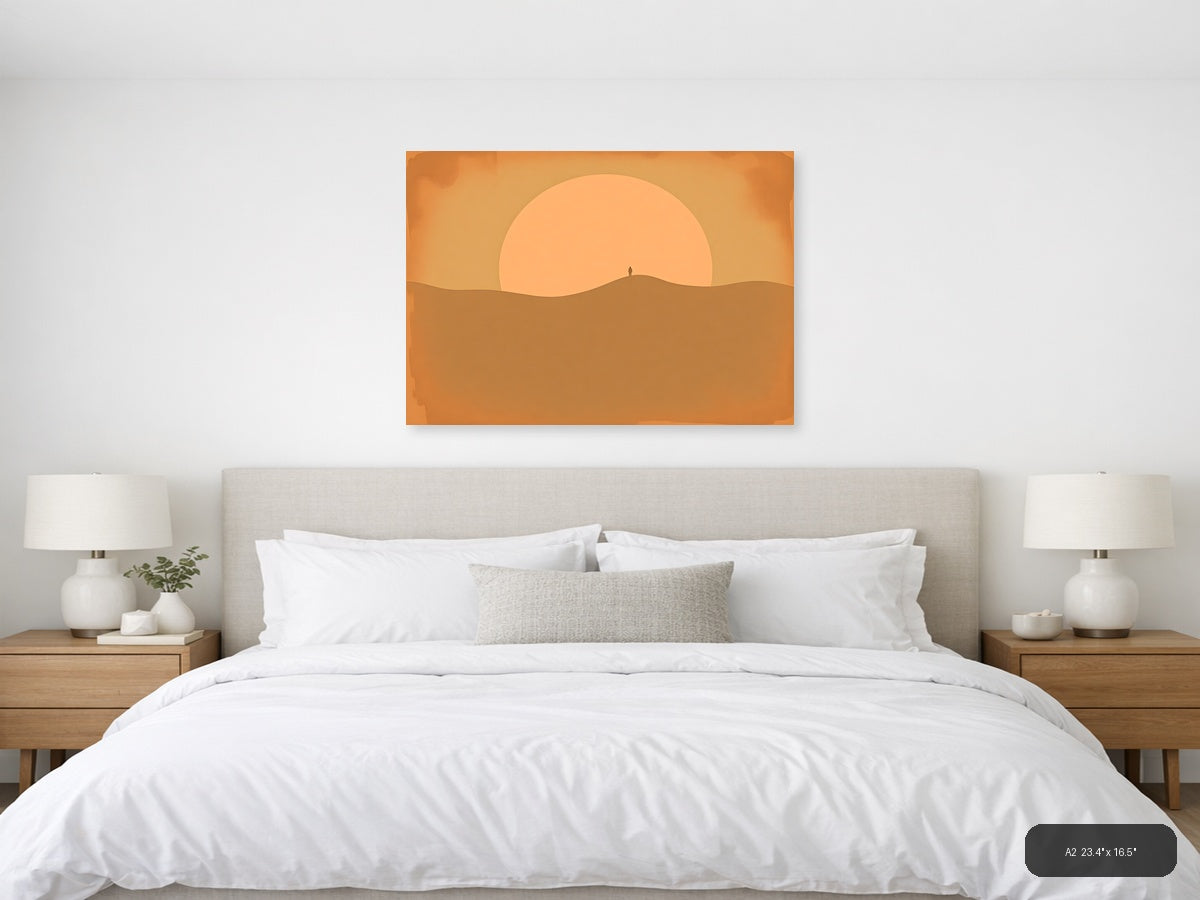 Vintage Desert Sunset Silhouette Wall Art — A2 / Bedroom