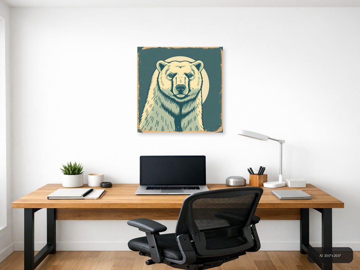 Vintage Bear Portrait Square Wall Art — A2 / Office