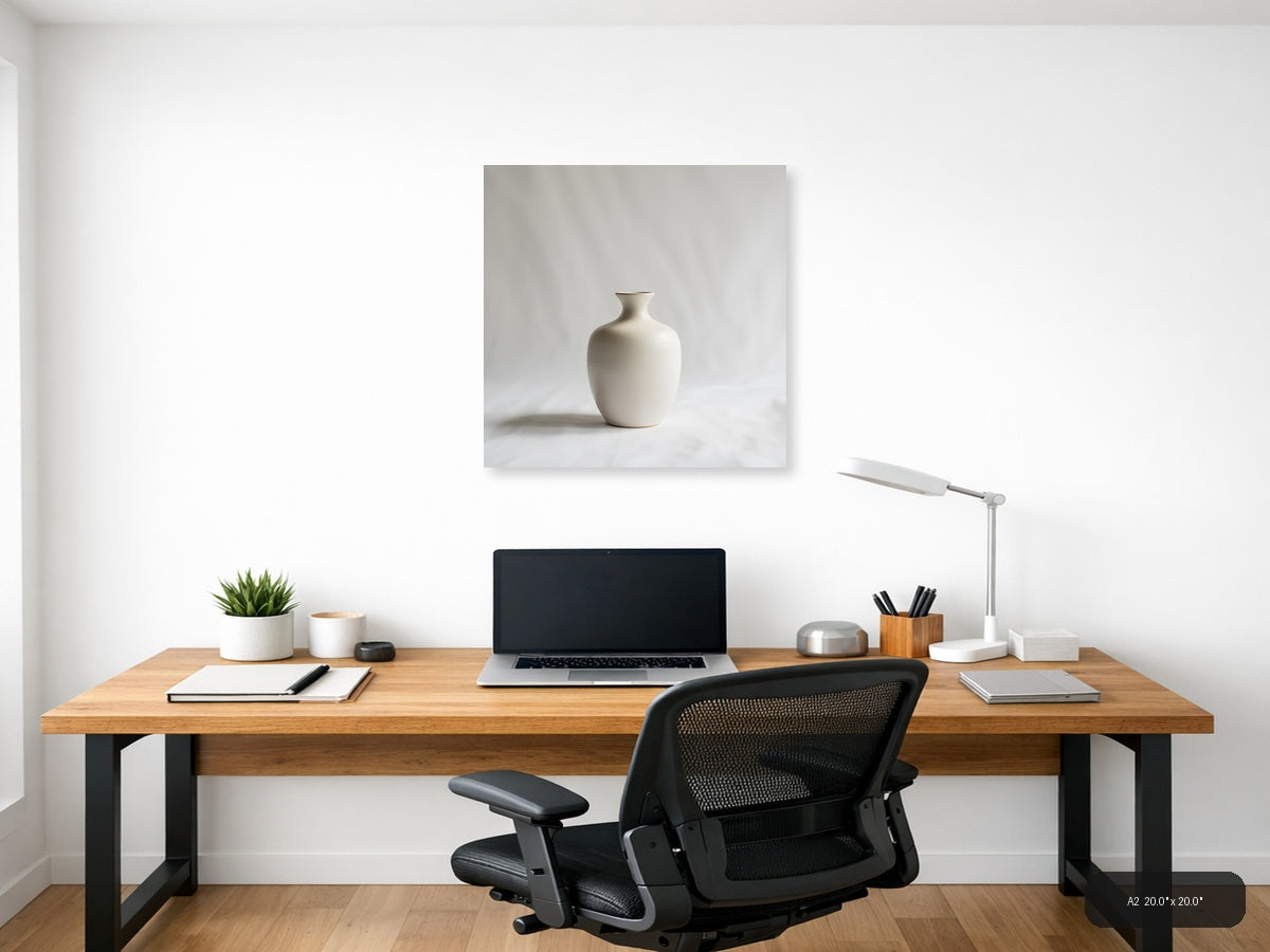 Minimalist White Ceramic Vase Sculpture Wall Art — A2 / Office