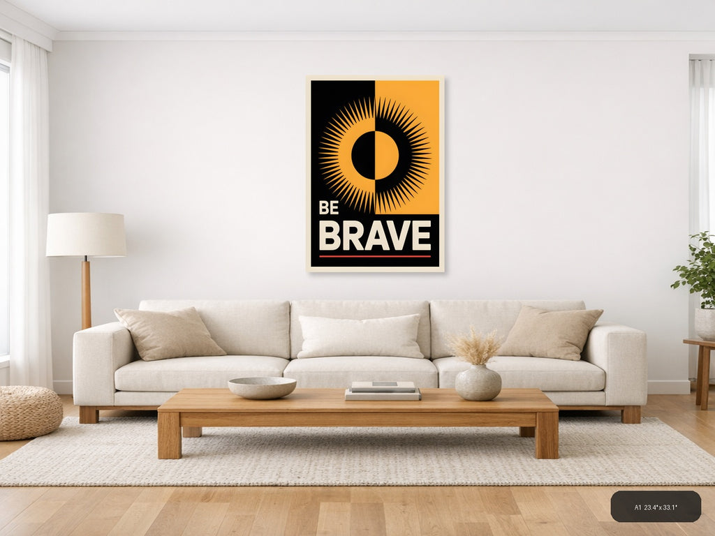 Be Brave Motivational Sun Eye Photography Wall Art — A1 / Living Room
