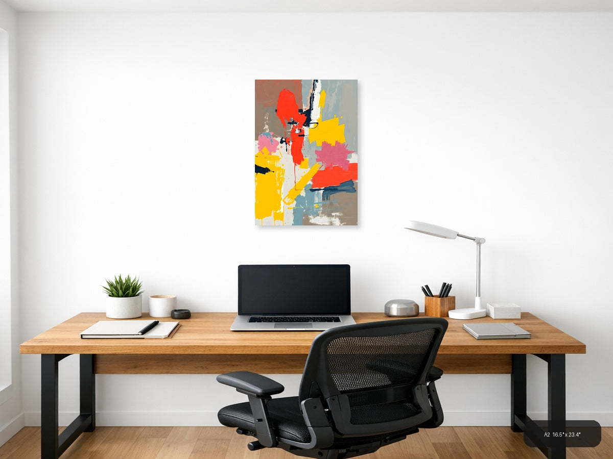 Abstract Silhouette Red Yellow Blue Portrait Wall Art — A2 / Office
