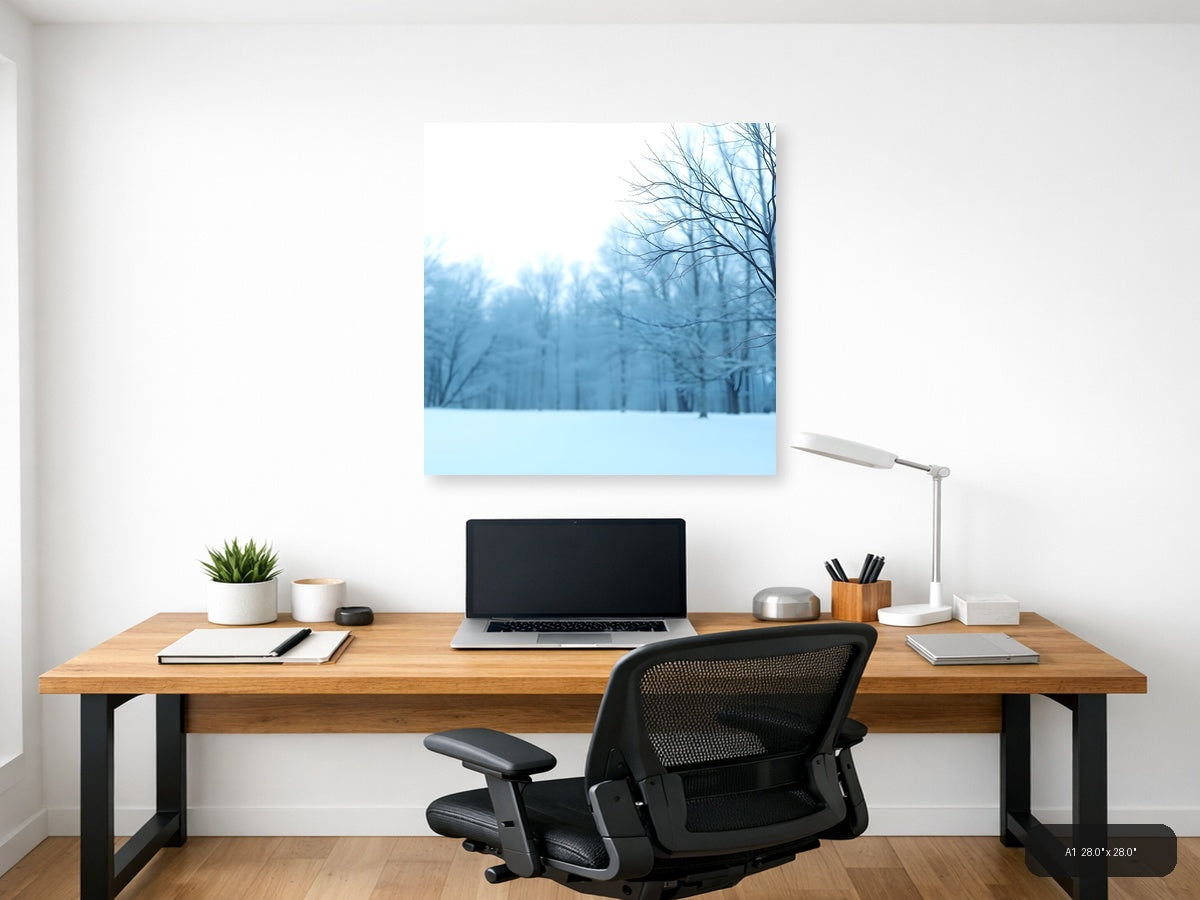 Minimalist Winter Forest Snow Landscape Wall Art — A1 / Office