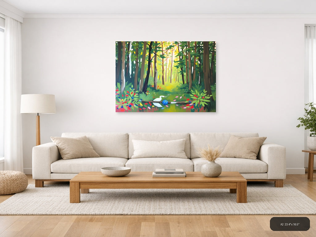 Enchanted Forest Path Abstract Landscape Wall Art — A2 / Living Room