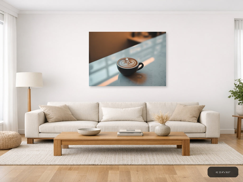 Minimalist Latte Art Coffee Cup Wall Art — A2 / Living Room