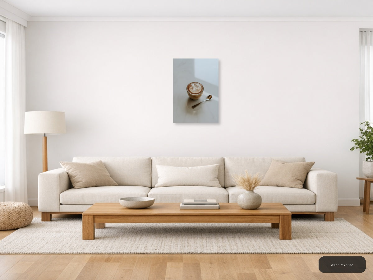 Minimalist Coffee Latte Art Wall Art — A3 / Living Room