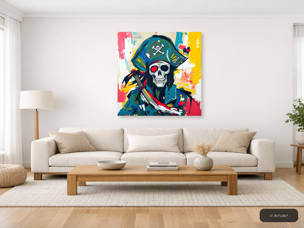 Pirate Skull Abstract Pop Art Colorful Wall Art — A1 / Living Room
