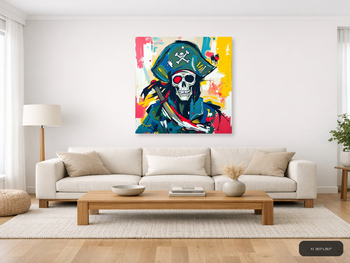 Pirate Skull Abstract Pop Art Colorful Wall Art — A1 / Living Room