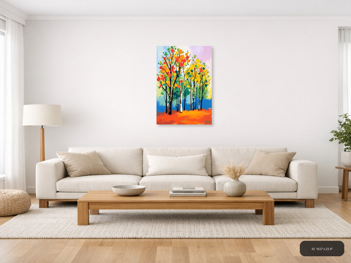 Colorful Abstract Trees with Vibrant Foliage Wall Art — A2 / Living Room