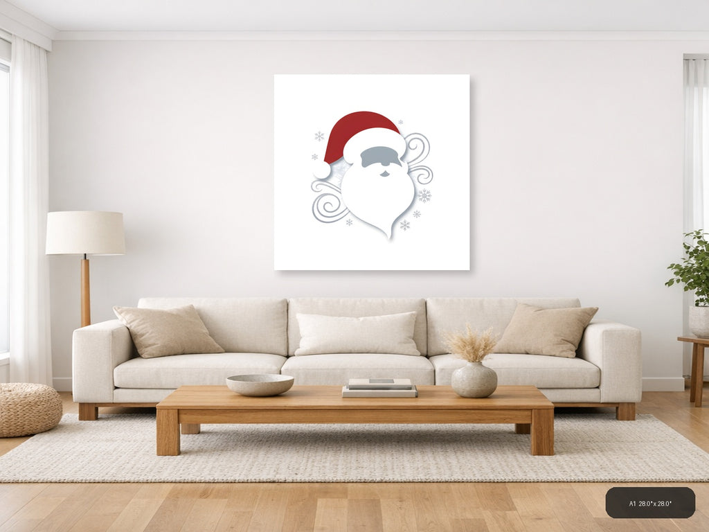 Minimalist Santa Claus with Snowflakes Wall Art — A1 / Living Room