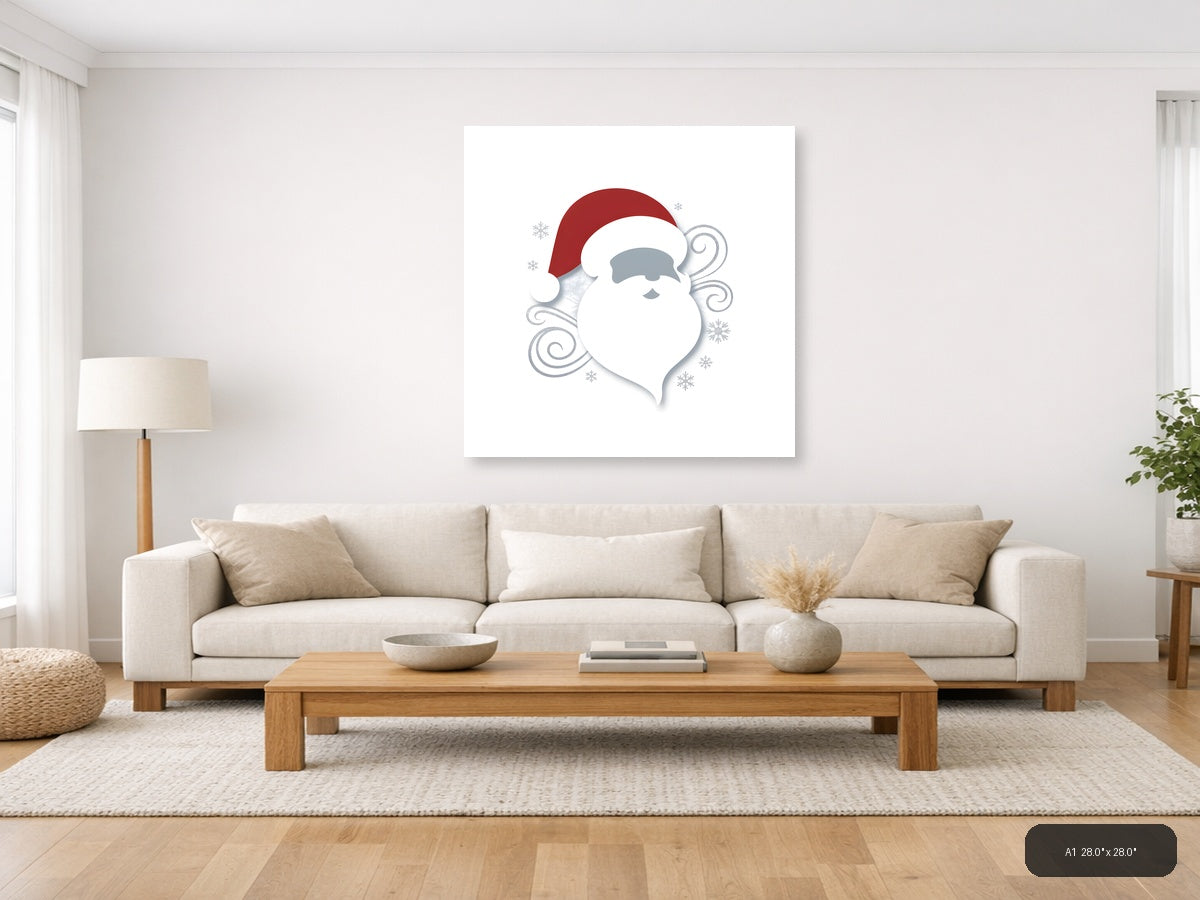 Minimalist Santa Claus with Snowflakes Wall Art — A1 / Living Room