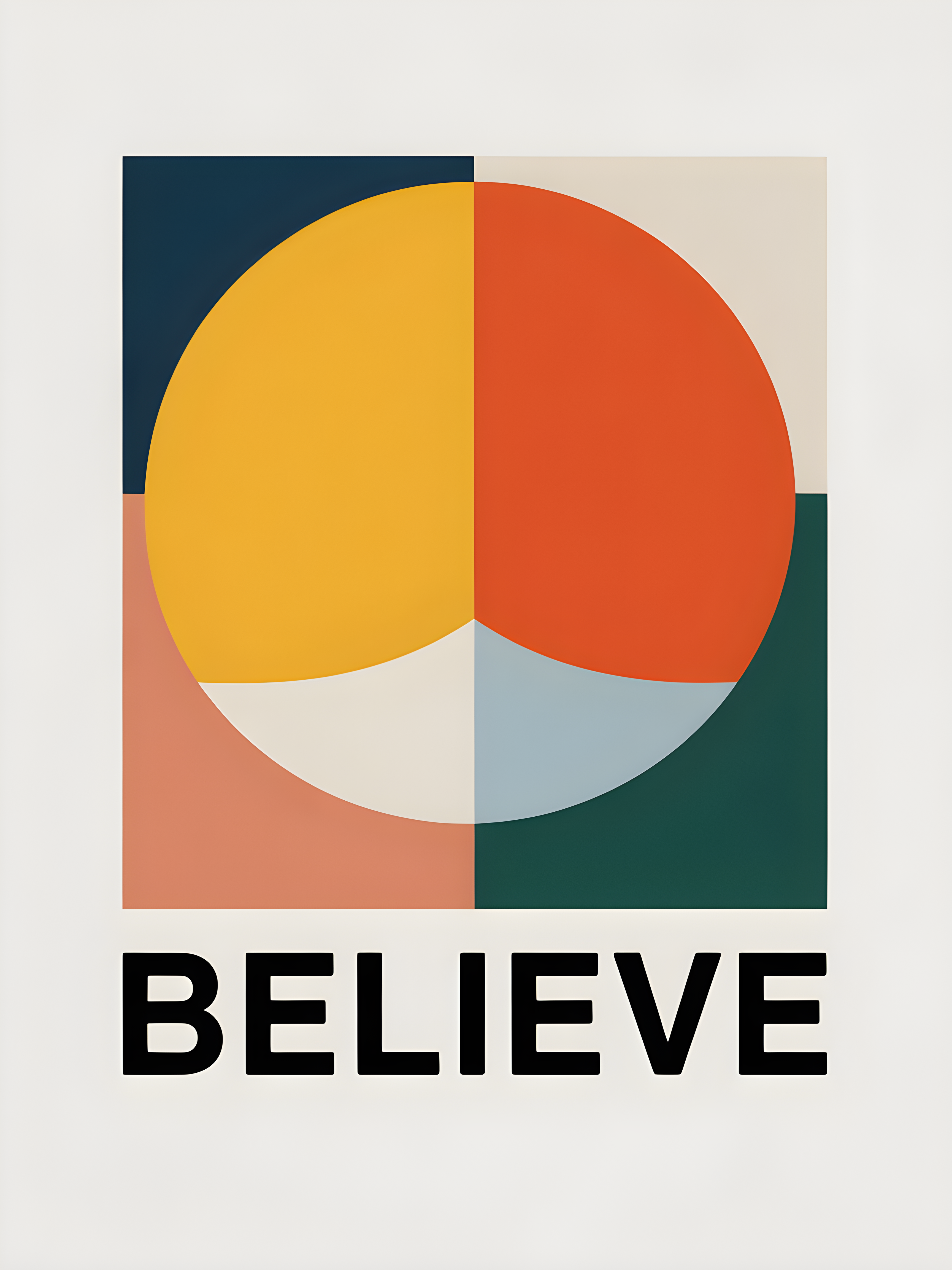 Minimalist Geometric Circle Believe Motivational Wall Art