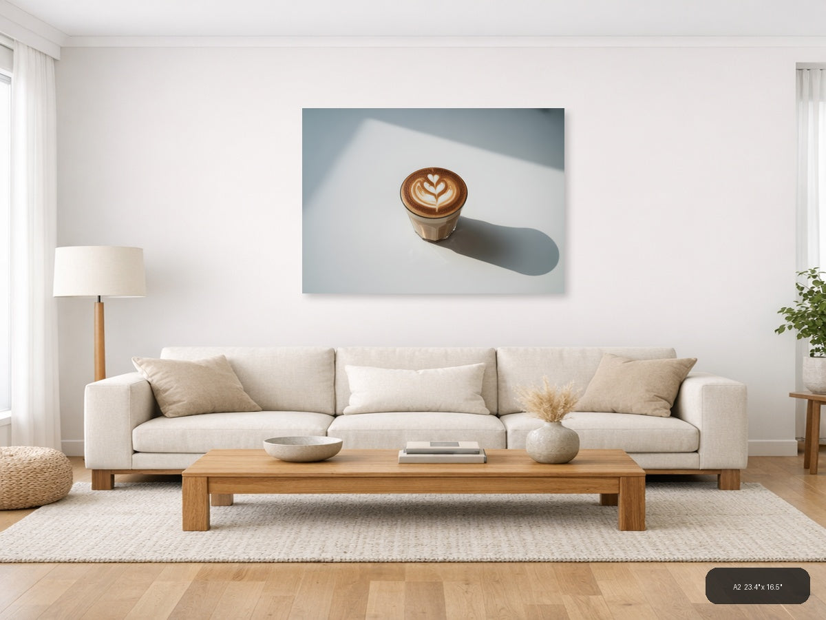 Minimalist Latte Art Coffee Cup Wall Art — A2 / Living Room