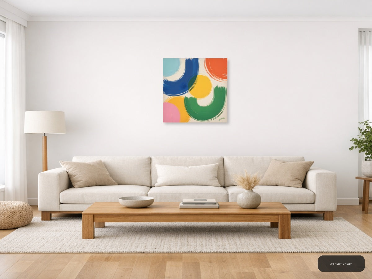 Colorful Abstract Circles Modern Wall Art — A3 / Living Room
