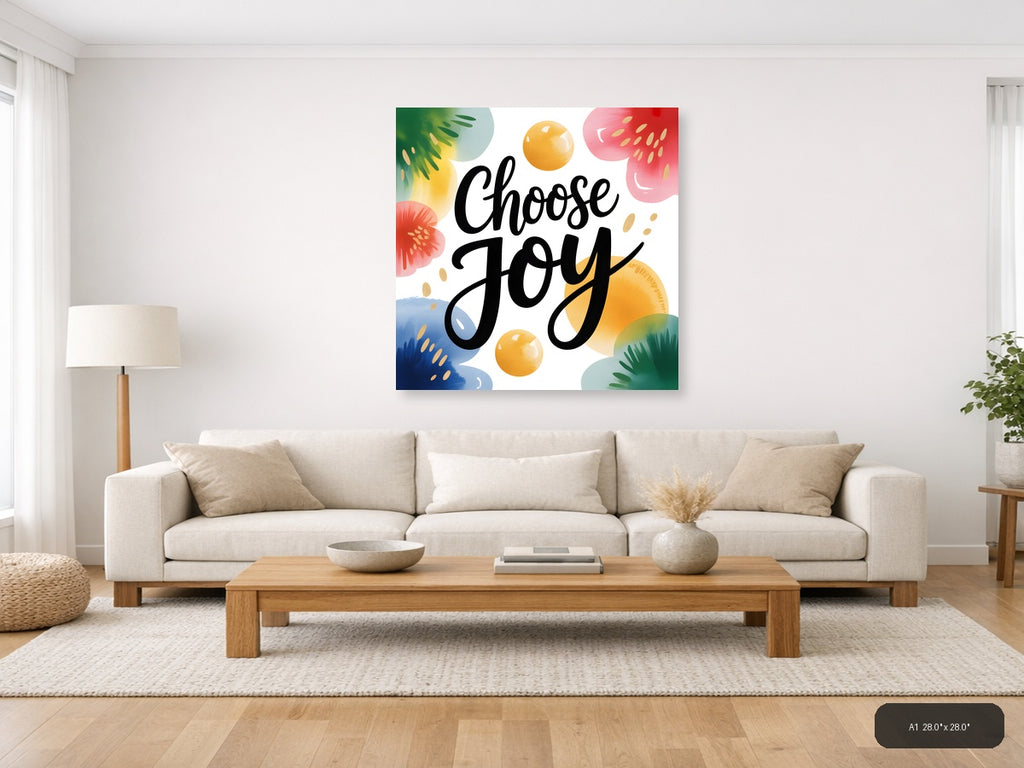 Choose Joy Watercolor Floral Wall Art — A1 / Living Room