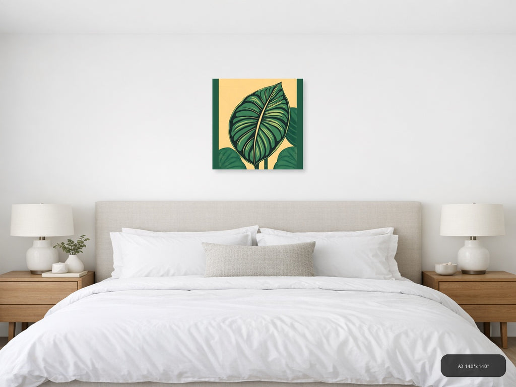 Vintage Green Leaf Botanical Illustration Wall Art — A3 / Bedroom