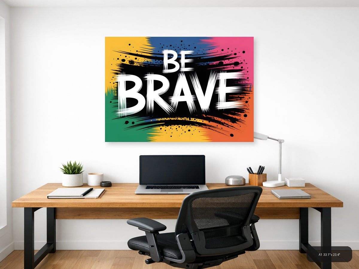 Be Brave Abstract Graffiti Street Art Wall Art — A1 / Office