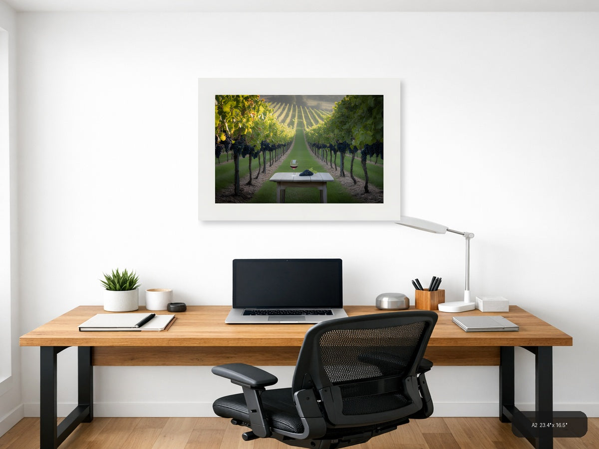 Vineyard Path Wine Glass Minimalist Landscape Wall Art — A2 / Office