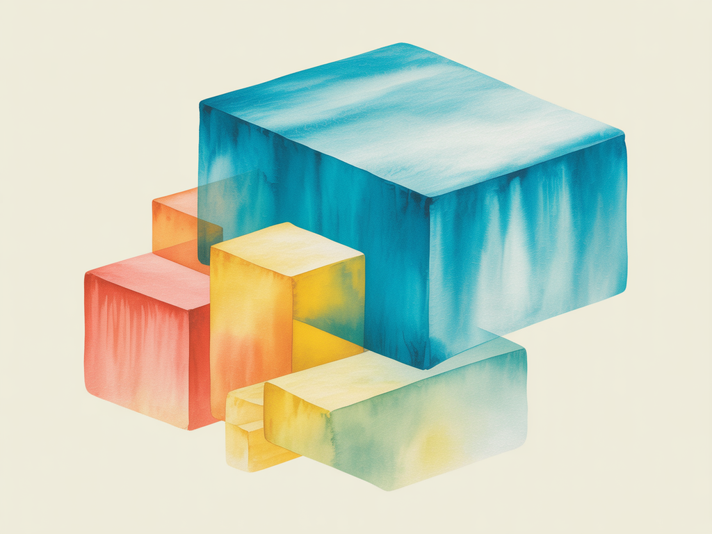 Colorful Geometric Watercolor Blocks Wall Art