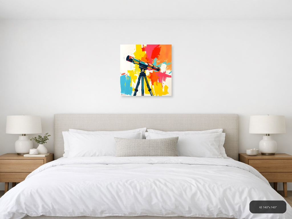 Colorful Telescope Abstract Splatter Wall Art — A3 / Bedroom